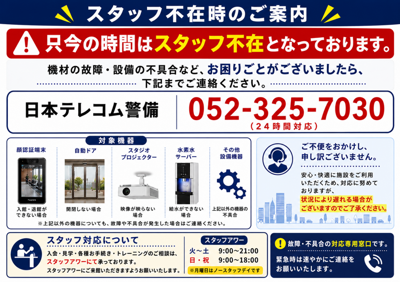 機器トラブル等緊急連絡先